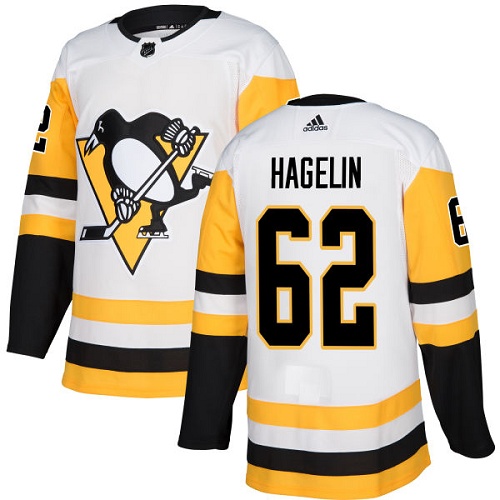 Adidas Penguins #62 Carl Hagelin White Road Authentic Stitched NHL Jersey